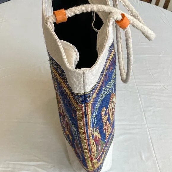 Indian needle point shoulder tote, unique piece - Picture 5 of 7